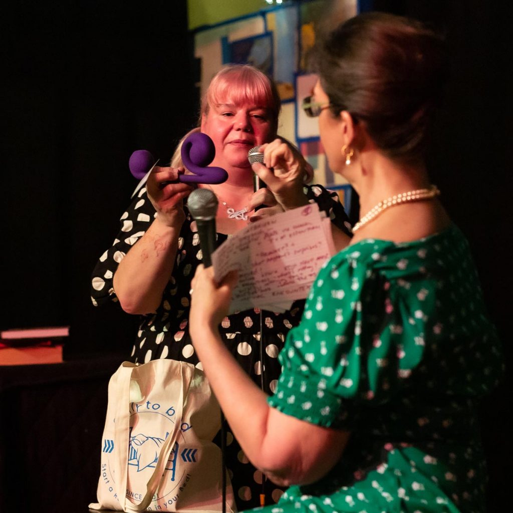 Searah Deysach from Early to Bed sex shop gives Karen a toy to play with - W&S June 2022 - Porterfield Event Photography