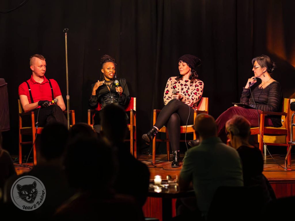 Wild & Sublime Chicago Dec 9, 2023 - Panel Discussion: Jacob Penrod, Goddess Erica, Elmo Painter-Edington and Karen Yates.